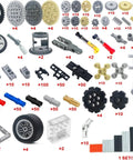 852 Piece Technic Parts Kit With Gears And Axles For Builders Dope DIY Set Featuring Connectors Universal Joints Tracks Tires