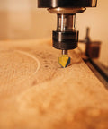 90 Degree V Groove And Round Nose Router Bit Set For Signmaking With 1/4 Inch Shank in use on wood surface