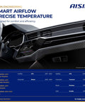 Close-up of car dashboard featuring Aisin smart airflow system, compatible with Cadillac XT5 and Chevrolet Blazer 2019-2023.