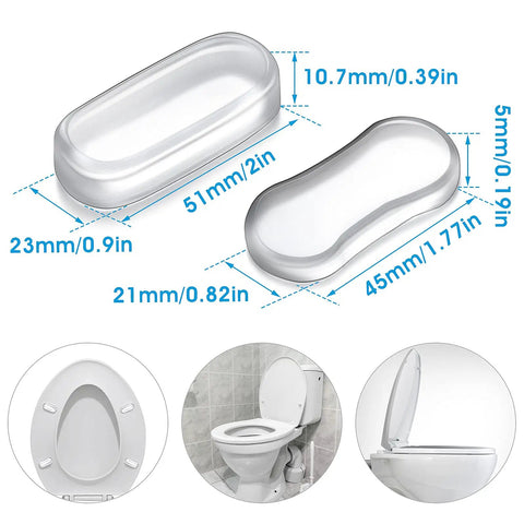 20 Piece Silicone Toilet Seat Bumper Kit With Strong Adhesive Universal Fit, clear lid bumpers, sizes 45x21x5 mm and 51x23x10.6 mm