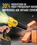 Cordless Leaf Blower With 20V Power, Turbo Jet Brushless Motor Reaches Up To 580,000 RPM, 3 Nozzles Included in use by bricks