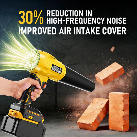 Cordless Leaf Blower With 20V Power, Turbo Jet Brushless Motor Reaches Up To 580,000 RPM, 3 Nozzles Included in use by bricks