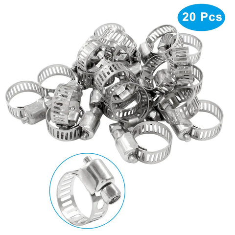 Heavy Duty 20 Pack 304 Stainless Steel Hose Clamps Three Eighths To Five Eighths Inch Universal Worm Gear Pipe Clamps