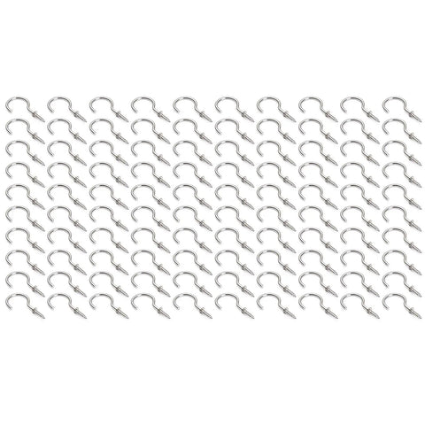 Heavy Duty Bulk Pack Of One Hundred Rock Solid Steel Eye Screw Ceiling Hooks For Indoor Outdoor Wall Hanging Art Decor And Keys Top Notch Build No Sweat Install, 21mm size steel hooks.