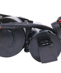 Electric linear actuator, DC 12V, side view, black housing with wiring harness.