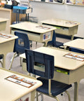 Classroom desks with Set Of 50 Woodland Friends Alphabet Name Tags With Adhesive Dots For Classrooms, 3.9 By 11.8 Inch