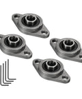 Four Pack KFL08 Flanged Pillow Block Bearings With 8mm Bore In Zinc Alloy Housing Self Aligning Flange Mounted Bearings Built Tough For Rugged Industrial Use Rust Resistant Linear Motion Support Includes Screws And Wrenches