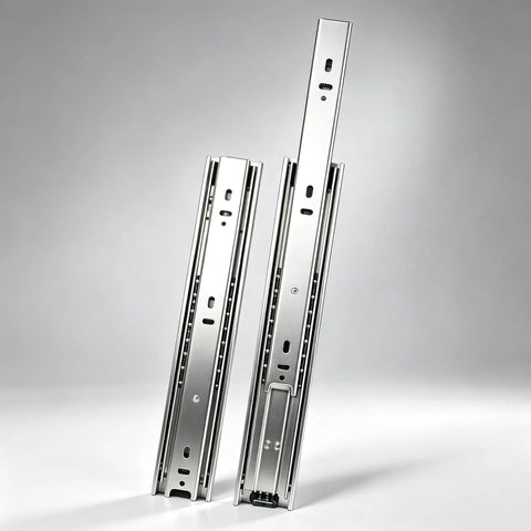 Heavy Duty Full Extension Drawer Slides With Rock Solid Side Mount Build, zinc-plated steel, 10 inch size.