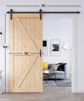36 Inch By 84 Inch Solid Spruce Sliding Barn Door With A Six Point Six Foot Hardware Kit And Included Handle Installed in Home