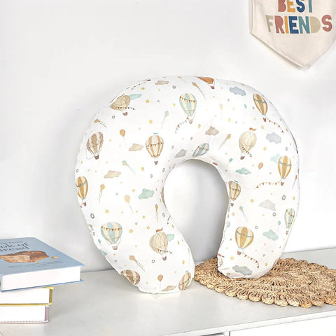 Mom Approved Ultra Soft Nursing Pillow Cover For Breastfeeding Pillows, Stretchy Removable Slipcover, Hot Air Balloon Print
