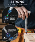 Close-up of Do It All 40 In 1 Magnetic Ratchet Screwdriver Set With Detachable Alloy Handle S2 Steel Bits in use on wood.