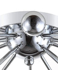 Close-up of the central fixture on Chrome 20 Inch 7 Light Sputnik Flush Mount Ceiling Light Fixture Dope Contemporary Mid Century Style For Living Room Or Bedroom UL Listed LED Bulbs Included Easy Upgrade
