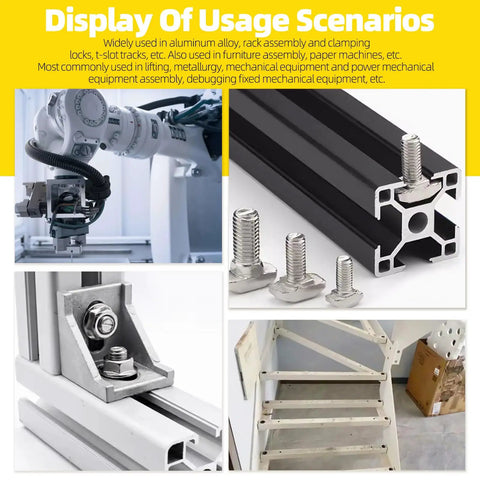 40 Series M8 T Slot Drop In Bolts Set with Hammer Head and Flange Nuts for European Standard Aluminum Extrusion