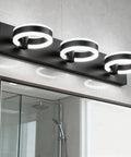 LED Bathroom Vanity Lights 24 Inch Black Three Light Acrylic Wall Sconces With 350 Degree Rotatable Over Mirror Mount Modern Vanity Fixture For Powder Room Lit Look above mirror