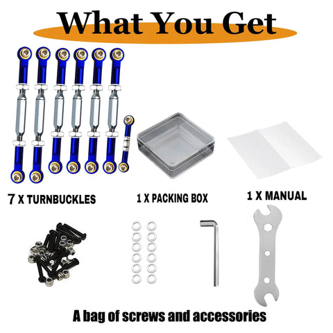 Stainless Steel Adjustable Turnbuckles And Camber Link Set With Rod Ends For One Tenth Traxxas Slash 4x4 And 2WD Accessories