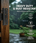 Heavy Duty Wood Fence Gate Hardware Kit With 2 T Strap Hinges, Sliding Gate Latch, 2 Gate Handles, Black Finish, Built To Last, Rust Resistant And Weatherproof, 16 Inch Outdoor Gate Set For Yard Barn Shed on wet wood gate