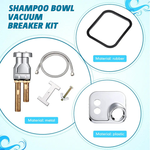 Shampoo Bowl Vacuum Breaker Kit For Salon Sinks 7 Piece Stainless Steel And Chromium Plated Brass Hardware Set With Receiver Plate And Pipe 31 Inch Replacement Parts