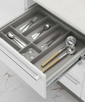 Open kitchen drawer showing Full Extension Ball Bearing Drawer Slides Set For Kitchen Cabinets Beefy Heavy Duty Side Mount Rails 12 Inch 100 Lb