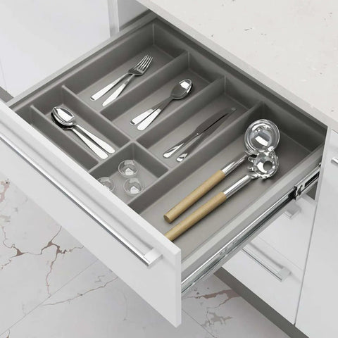 Open kitchen drawer showing Full Extension Ball Bearing Drawer Slides Set For Kitchen Cabinets Beefy Heavy Duty Side Mount Rails 12 Inch 100 Lb