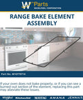 Genuine OEM Bake Element For Electric Ovens And Ranges Model W10779716 Replacement Heating Element displayed on kitchen stove