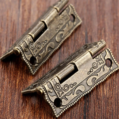 Antique Bronze Cabinet Hinges For Jewelry Boxes And Small Furniture Mini Decorative Door Drawer Hardware 35x23mm