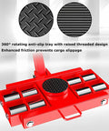 Heavy Duty Machine Dolly Skate 16 Ton Capacity Universal Rotating Equipment Mover for Industrial Transport Steel Wheel Skates for Warehouse and Workshop Precise X and Y Directional Control One Piece Cast Steel Frame, red anti-slip tray