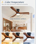 52 Inch Ceiling Fan With Lights Low Profile Flush Mount Remote Control And Timer in a modern interior with wood blades