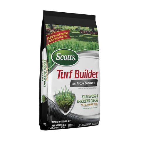 Hassle Free Moss Control That Kills Moss And Thickens Grass, Fills Bare Spots, And Feeds To Prevent Future Moss 25 lb bag