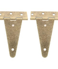 Two zinc-plated flat T hinges for barn gates and wooden boxes, part of 4 Pcs Flat T Hinges With Screws For Barn Gates, Wooden Boxes.