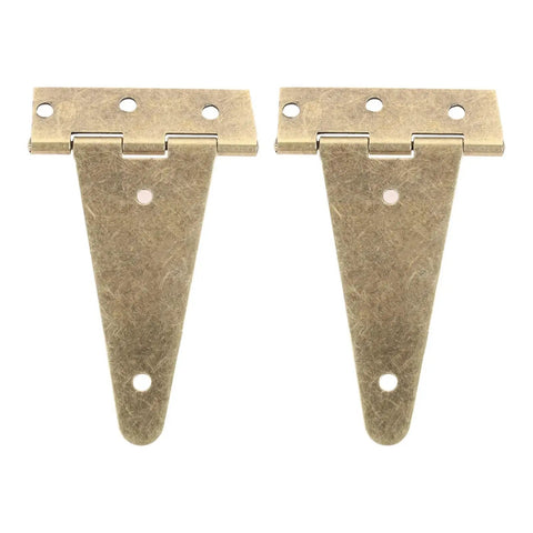 Two zinc-plated flat T hinges for barn gates and wooden boxes, part of 4 Pcs Flat T Hinges With Screws For Barn Gates, Wooden Boxes.