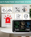 Weather Station With 3 Wireless Indoor Outdoor Sensors Color LCD Display Digital Thermometer And Humidity Monitor on table