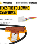 Door Latch Replacement Kit For Whirlpool Maytag Kenmore Washers Ultra Durable WPW10482836 W10482836 shown with wiring harness.