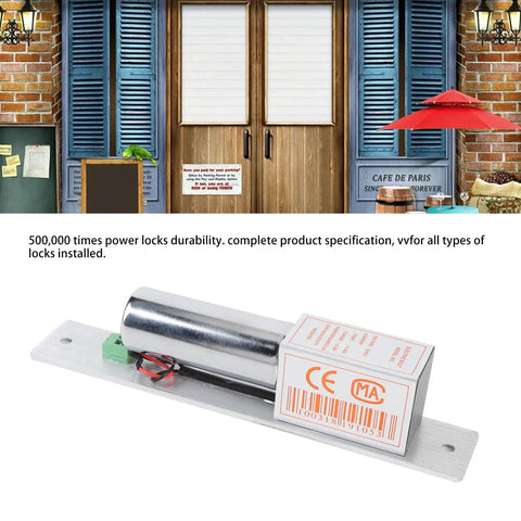 Heavy Duty 12v Electric Drop Bolt Lock With Magnetic Self Locking Deadbolt Built Tough Aluminum And Stainless Steel Housing close-up view