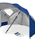 Blue 8 Foot Canopy Shelter With UPF 50 Plus Sun And Rain Protection Two Patented Side Panels For Privacy