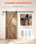 10 Foot Sliding Barn Door Hardware Kit For 60 Inch Wide Doors, 330 Lbs Capacity, 1 To 1.75 Inch Thick, Beefy Carbon Steel Track