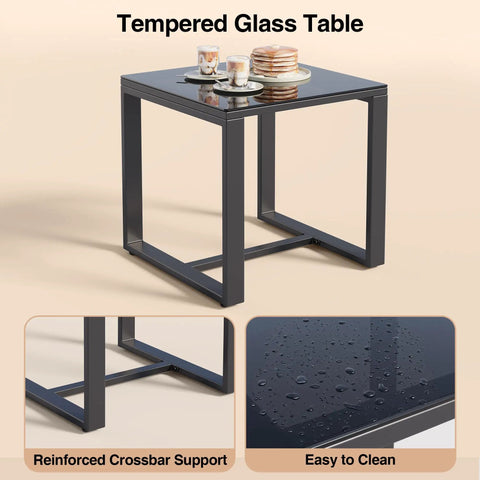Tempered glass table from Three Piece Patio Furniture Set With Rocking Bistro Style Chill Outdoor Rattan Conversation Set
