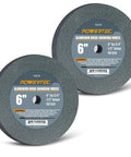 Workhorse 6 Inch Bench Grinder Wheel 80 Grit Aluminum Oxide Grinding Disc two-pack displaying 6" diameter wheels with 1/2" arbor.