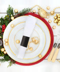 Elegant table setting with Self Adhesive Napkin Bands One Point Five By Four Point Twenty Five Inches Black Box Of Two Thousand