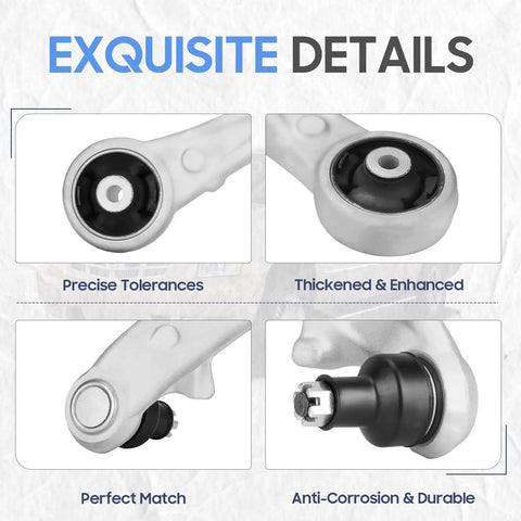Honda Odyssey Front Lower Control Arms With Ball Joints And Sway Bar Link Ends Suspension Kit Front Left And Right Arms Four Piece Set For 2005 2010 Heavy Duty Durability Premium Quality Replacement, close-up ball joint
