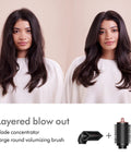 Before and after using Blade Concentrator For Airwrap Styling Tool With Focused Airflow To Style One Section At A Time