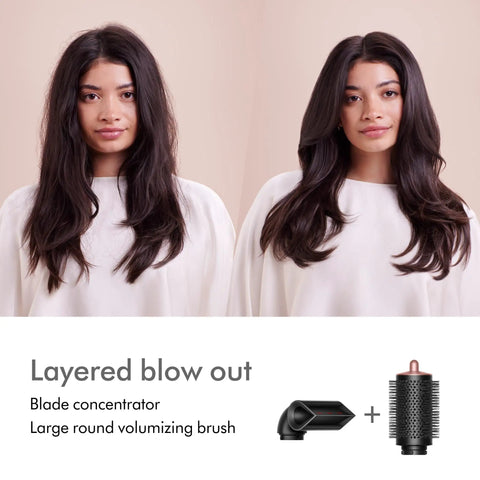 Before and after using Blade Concentrator For Airwrap Styling Tool With Focused Airflow To Style One Section At A Time