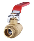 Close-up of Pack Of Ten Full Port Sweat Brass Ball Valve Half Inch Lead Free Forged Brass 600 WOG For Water Oil And Gas One Quarter Turn