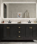 Modern bathroom with Two Handle Centerset Slick Black Bathroom Sink Faucet With Pull Out Sprayer 3 Hole 4 Inch Lavatory Mixer Tap