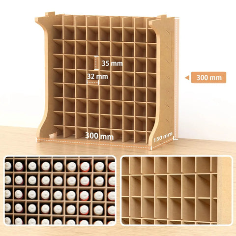 Badass Heavy Duty Model Paint Storage Rack Holds Seventy Two Acrylic Bottles Killer Layout For Your Hobby Bench side view with dimensions