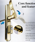 Tough As Nails Brass Storm And Screen Door Handle Set With Solid Lock And Key Featuring A Reversible Latch Design.