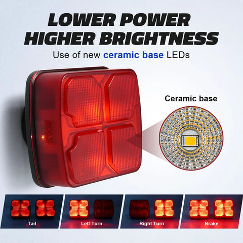 Wireless Trailer Lights Kit With Magnetic LED Tow Light Rechargeable Battery 7 Way To 4 Way Transmitter
