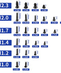1560 Pieces Black Flat Head Self Tapping Screws Set for Woodworking and Electronics, assorted sizes in M1-M2.3 shown