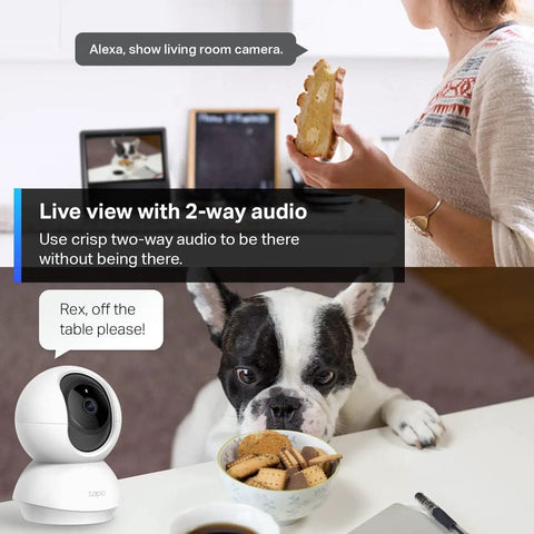 Pan Tilt Security Camera For Baby And Pets With 360 Degree View And 114 Degree Vertical Coverage 1080P HD Video Night Vision Two Way Audio