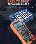 High Sensitivity Digital Multimeter Tester with large backlight LCD, showing measurements, ideal for DIY electronics.