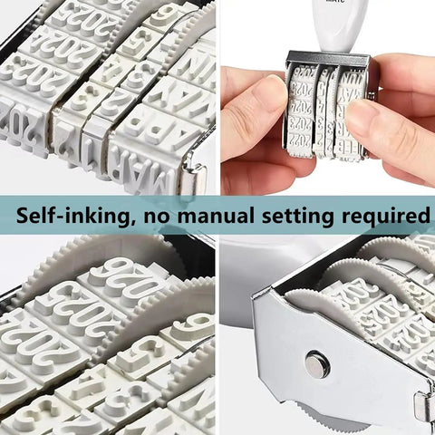 Slick Ergonomic Rubber Date Stamp With Comfortable Grip And Multifunctional Design For Scrapbooking And Office Documents Lets You Nail Down Dates With Zero Sweat On Craft Projects, showcasing self-inking mechanism and date dials.